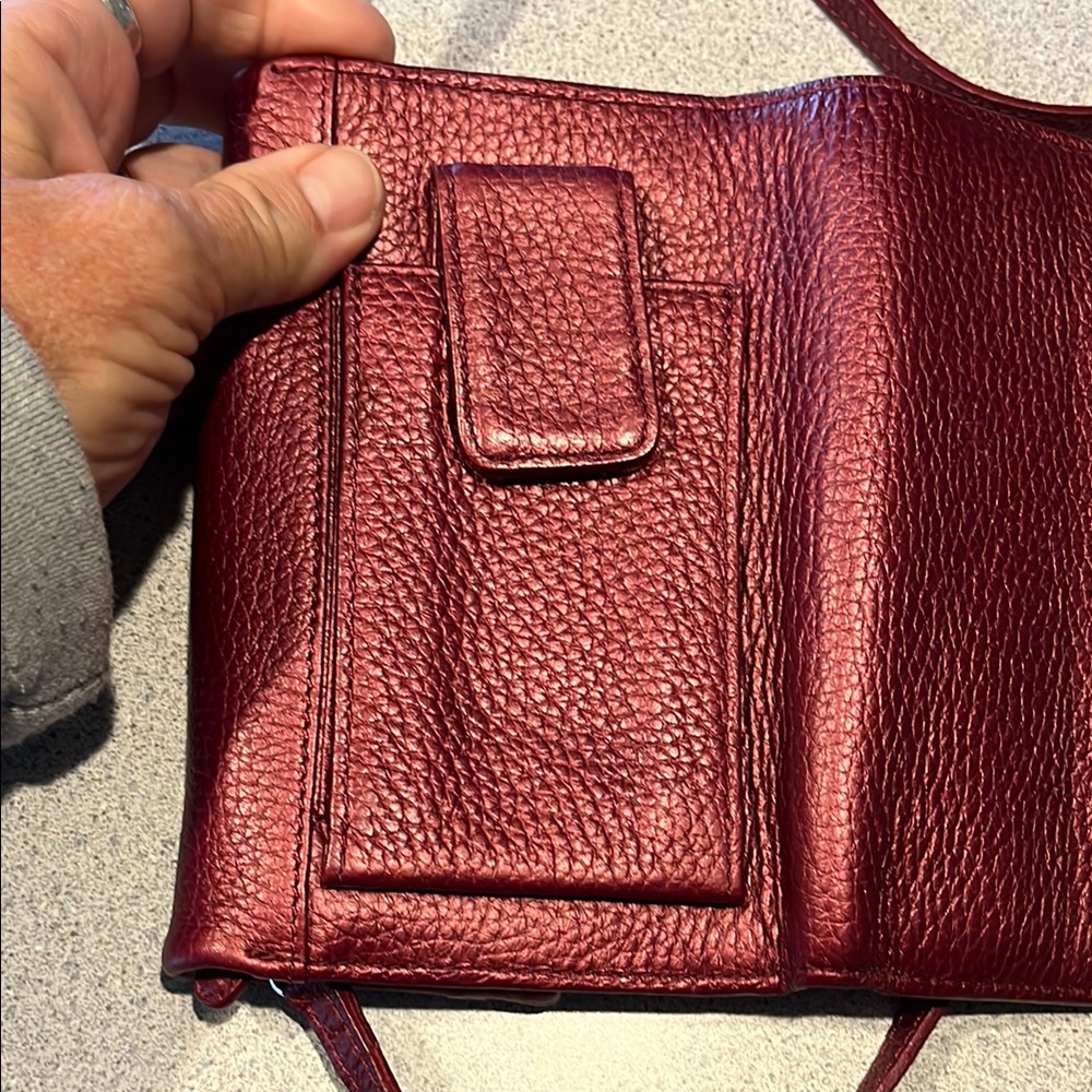 Brighton Red Crossbody Bag with Scalloped Flap - Picture 5 of 12